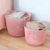 Imitation rattan storage basket thickened plastic lidless debris storage basket bathroom dirty clothes basket portable plastic storage basket