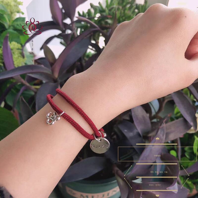 【Om】&【Namaste】Yoga Om Bracelet, Hand Rope, Yoga Protection for Couples, Red for the Year of Birth