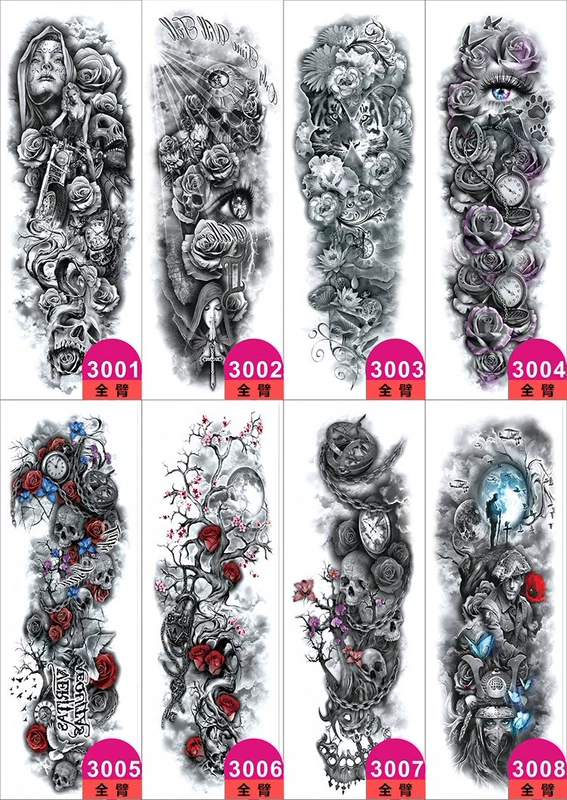 3 cánh tay đầy đủ +3 nửa cánh tay totem cánh tay hoa lớn hình xăm bán vĩnh viễn không thấm nước kéo dài xã hội nam nữ vẽ tranh cơ thể hình xăm dán chống nước