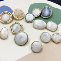 Chinese style button metal round Joker simple white decorative button womens woolen coat button