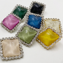 Water corrugated metal diamond edge button button button square fashion coat sweater coat button decoration womens top diy