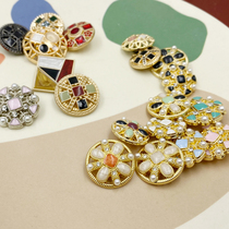 French Buttons Retro Decorative Metal Fashion Round Button Joker Ladies Chiffon Cashmere Top Clothes