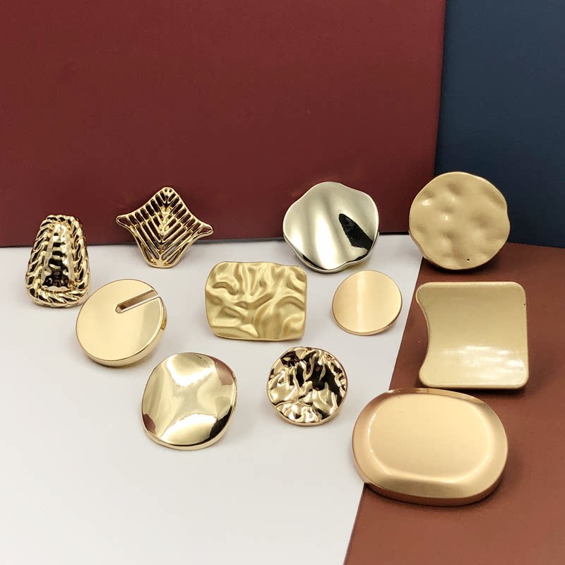 Button Irregularities Metal Irregular Metal 100 Hitch Mix Ride-up Dress Shirt Snow-spinning Blouse Women Decorative Buttons gold