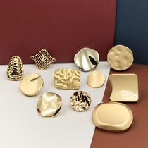 Button button button irregular metal versatile mix-up jumpsuit dress shirt shirt chiffon top female trim button gold