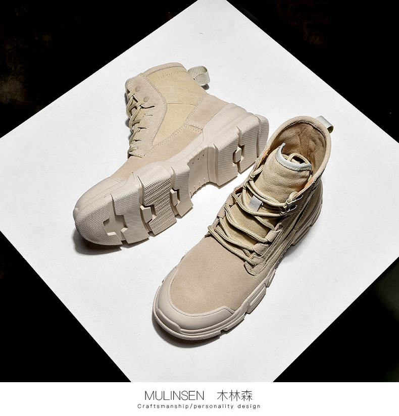 Mu Linsen mùa đông cộng với giày cotton nhung Martin ủng nam ngắn ủng thủy triều để giúp giày tuyết giày ống nam