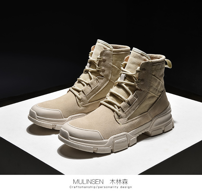 Mu Linsen mùa đông cộng với giày cotton nhung Martin ủng nam ngắn ủng thủy triều để giúp giày tuyết giày ống nam
