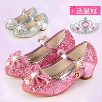 New girls high heels princess shoes childrens shoes student table performance silver white shoes spring and autumn Girls single shoes