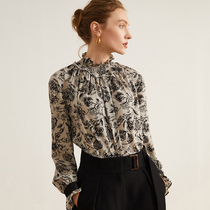 Ozhi Country (Designer) Art Print Shirt Women 21 Autumn New Flower Long Sleeve Vintage Shirt