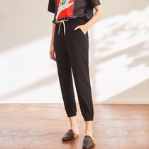 Aozhiguo black casual sports pants womens loose leg guard pants 2021 new 2-color high-waisted pants womens spring and autumn