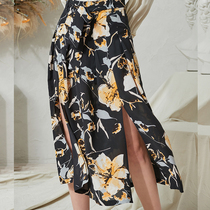 Aozhi designer 2020 Spring New Sexy Slim waist long printed skirt women Q