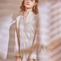 Clearance exquisite design 16mm silk yarn-dyed striped dress Spring niche design womens shirt dress