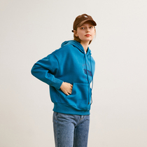 Ozhi country letter hooded sweater women 21 autumn and winter New 3 color plus velvet thick warm pullover top casual