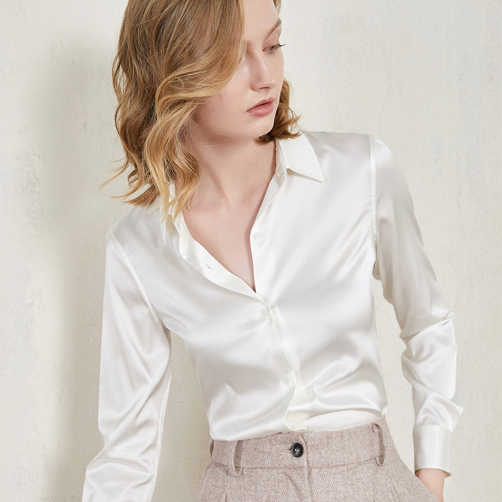 Ochi National Early Spring Real Silk Shirt Woman Long Sleeve 2022 New 5 Color Mulberry Silk Blouse Spring Autumn Shirt