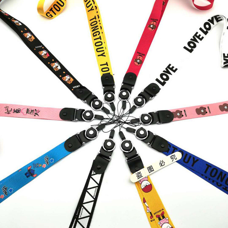 Mobile phone protective shell pendant lanyard lanyard lanyard mobile phone pendant chain rotating multi-purpose lanyard widening listing badge wholesale