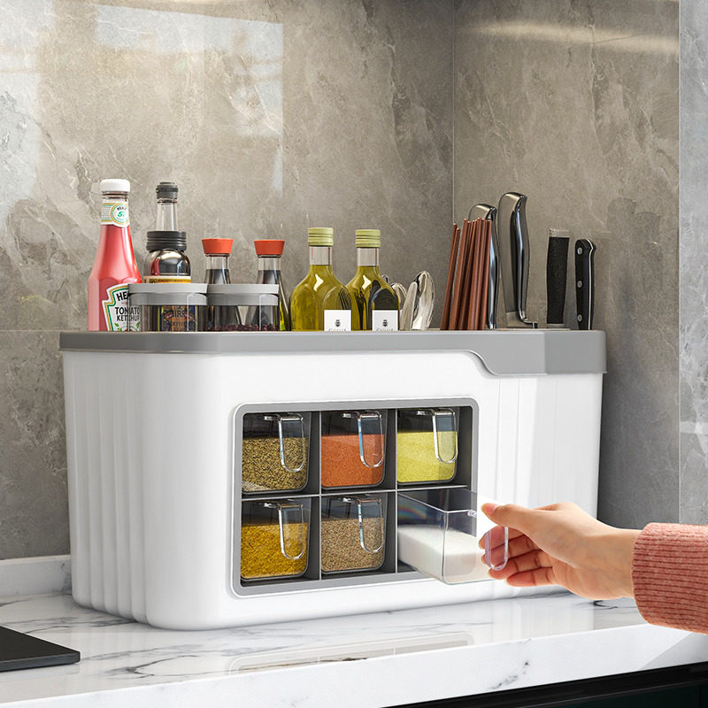 调料盒厨房家用组合套装用品一体多格调味瓶收纳盒味精盐调料罐子