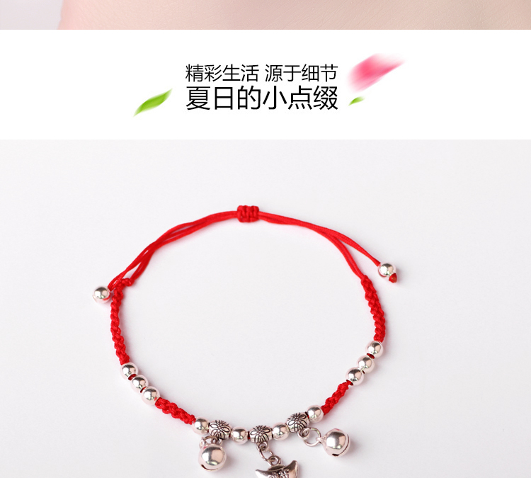 Xu hướng dễ thương nam trẻ em ngoại vi đơn giản Phiên bản Hàn Quốc của các cô gái trưởng thành Cô gái trẻ em vòng tay dây đỏ ngọt ngào vòng chân titin ko gỉ