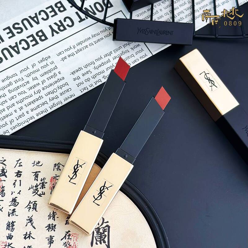 Qixi Festival Gift Saint Laurent Lipstick Ysl Small Gold Bar Color 21 Embossed Genuine 1966 Small Black Bar Color 314 Ysl