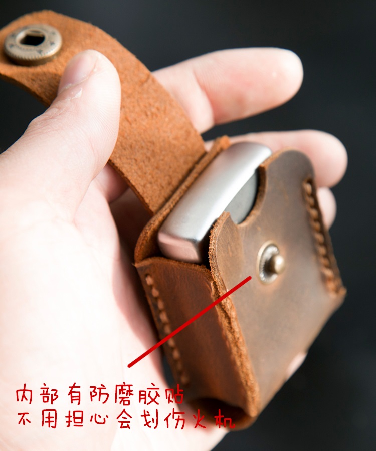 Bao da Zippo Zippo nhẹ hơn bảo vệ bao da xách tay retro da bò handmade treo thắt lưng tùy chỉnh túi lửa - Bật lửa cái bật lửa