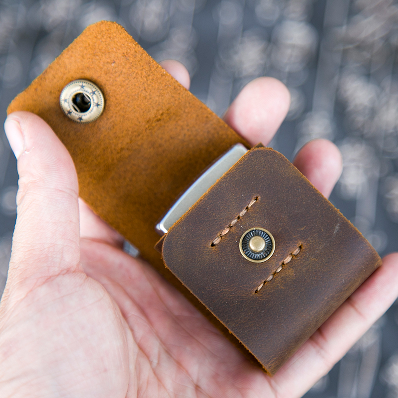 Ancient track leather sleeve lighter suit ZIPPO pure handmade leather bag hanging waist protective sleeve retro portable
