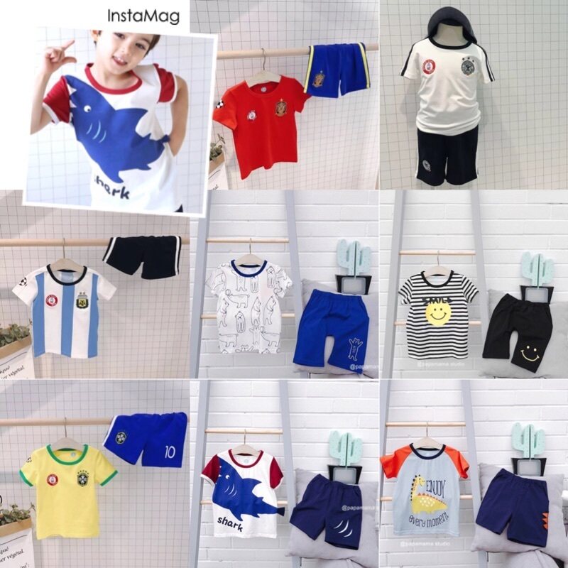 soda milk su beat milk summer style children's home conserved suit ice sensation pure cotton world cup short sleeve pants