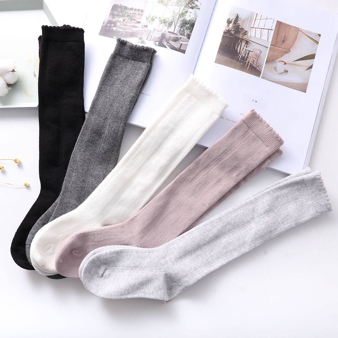 Bambi middle tube socks student girls cotton fungus edge anti-leash boneless seam comfortable inner pantyhose solid color