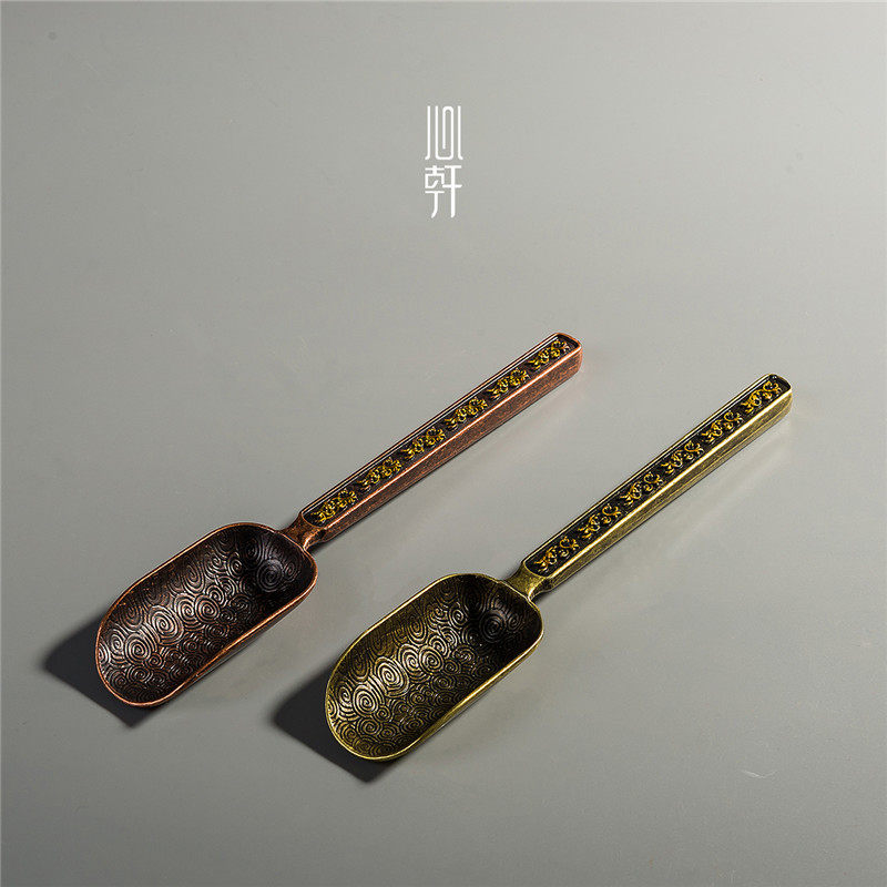 Gongfu tea set Tea pot Tea spoon Tea spoon Tea shovel Copper alloy tea shovel Tea set accessories six gentlemen