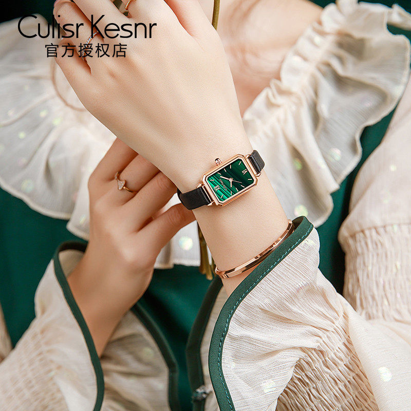 ck small green watch ladies 2021 new niche light luxury simple retro top ten brand mechanical watches