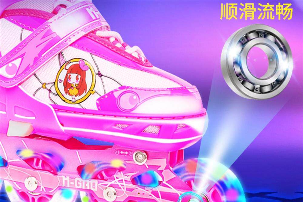 Роликовые коньки для детей 儿童轮滑鞋幼童3-4-5-8-10岁闪光溜冰鞋可调尺码旱冰鞋直排轮套装 Other