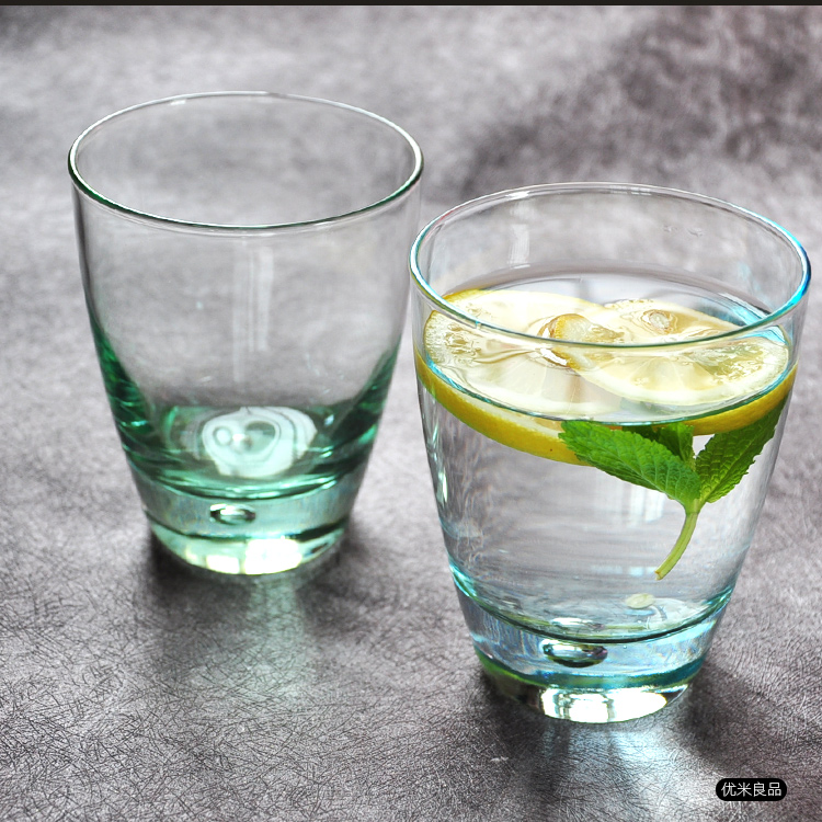 Imported Italian creative art bubble water beads color blue household milk juice teacup glass transparent