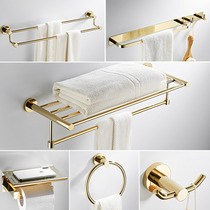 German Golden Towel Rack Free of perforated Bathroom Triangle Shelve Full Copper Hardware Pendant Suit Containing Bath Hang