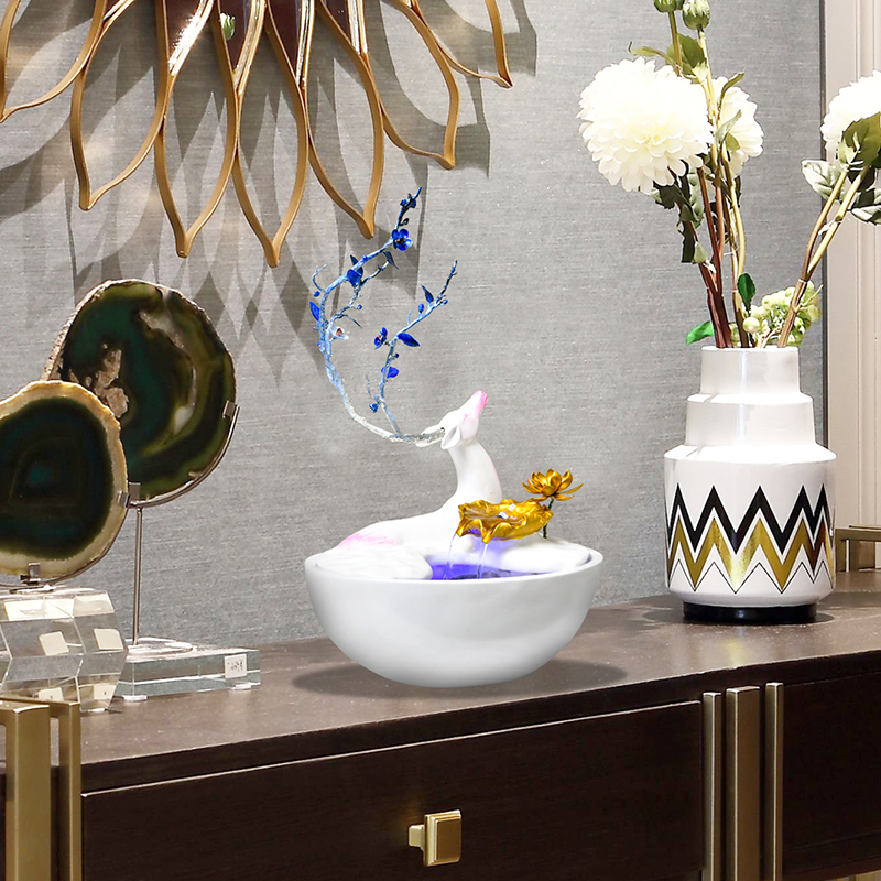 Modern Simple Light Luxury Lucky Deer Flowing Water Ornament Living Room Entrance TV Cabinet Decoration Housewarming New Home Opening Gift