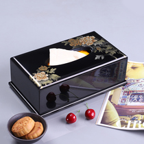 Jinyuan constant lacquer ware New Chinese hand-painted paper towel box Living room light extravagant and high-end pumping paper box big China wind paper drawing box