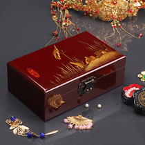 Boutique Black Plus Red Retro Style First Decorated Box Wooden China Wind Three Gold Containing Box Ancient Wind Makeup of Chinese Wedding Gifts