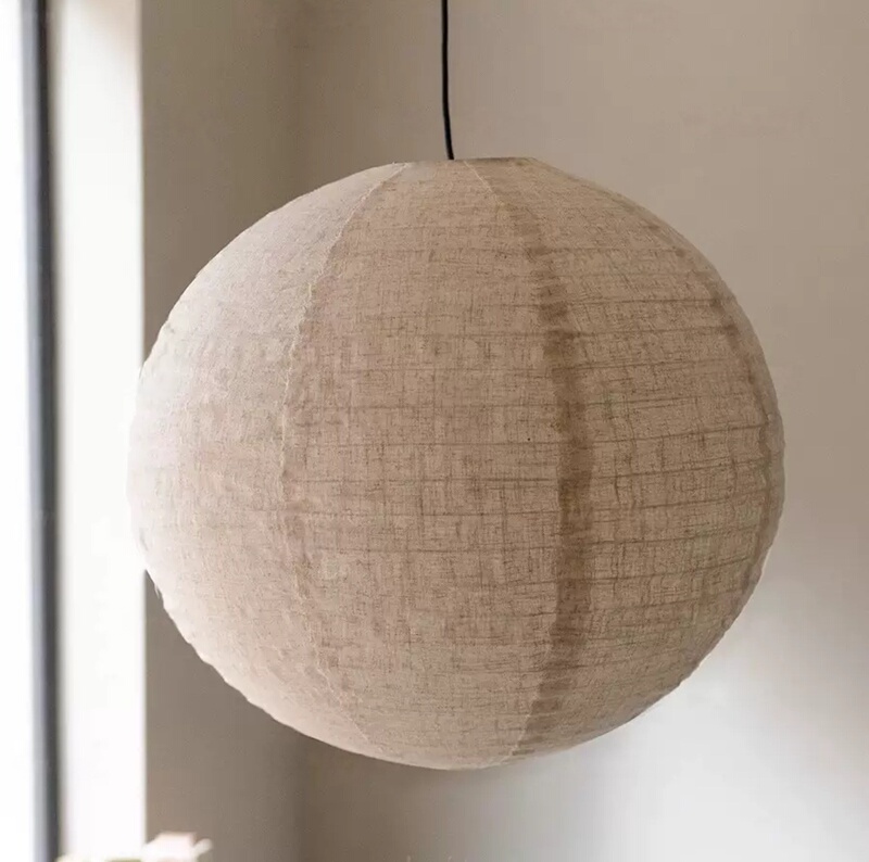 Noguchi Isamu Vintage Lamp Coarse Fabric Art Restaurant Chandelier Wabi-Sabi Style Spherical Atmosphere Lamp Nordic Fabric Lamp Balcony Lamp