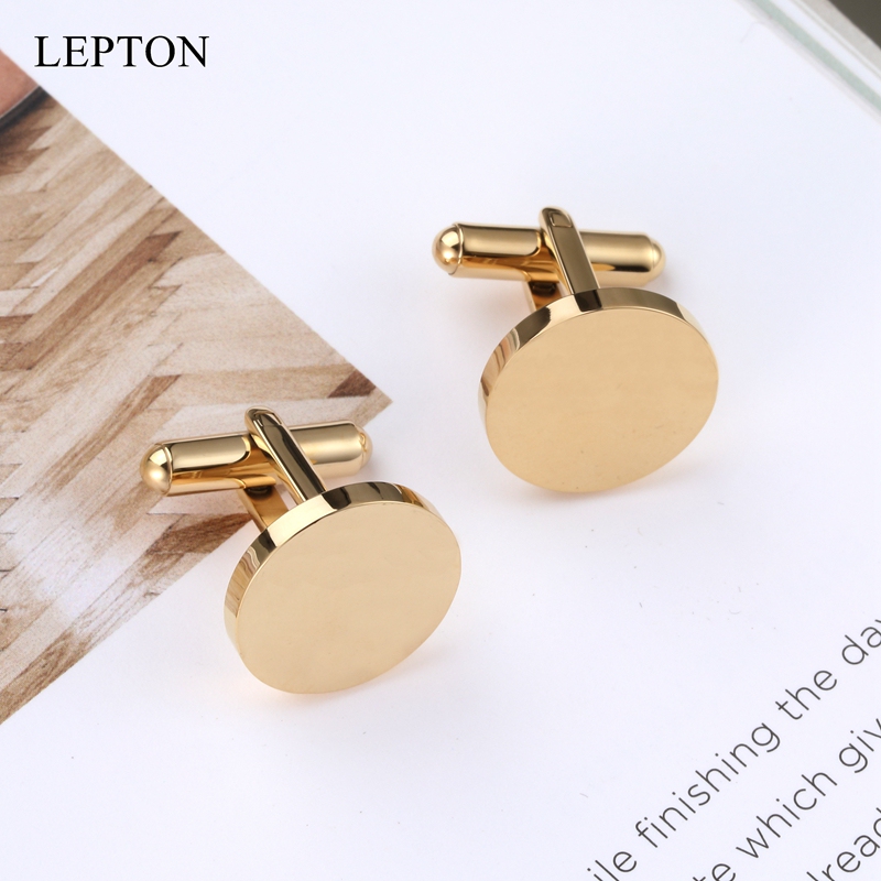 High-End French Cufflinks, Stainless Steel Cufflinks, Round Textured Glossy Men's Birthday Gift, Wedding Light Luxury Cuff Studs