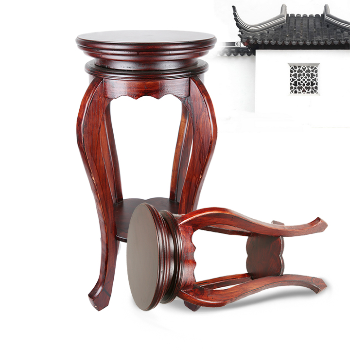 Flower Pot Fish Tank Base Tray Solid Wood Flower Stand Living Room Vase Pot Stone Ornament Mattress High Base Wooden Tree