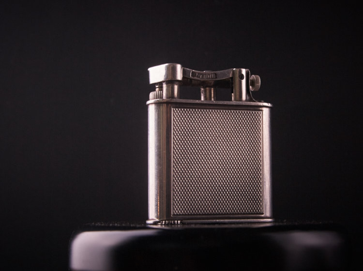 Rare paragraph 1970s French production Dunhill Denhill Joy Road Pure Silver arm Gas Lighter Antique Lighter