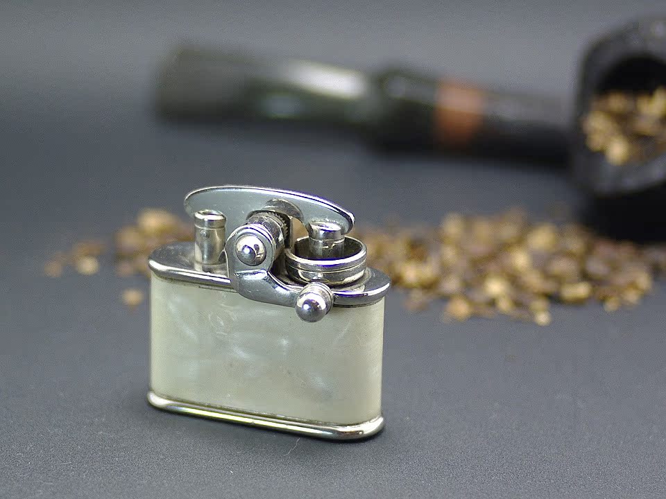 Stocks New 1930s Swiss production Colibri Kickstart Short Rocker Style Antique Kerosene Lighter