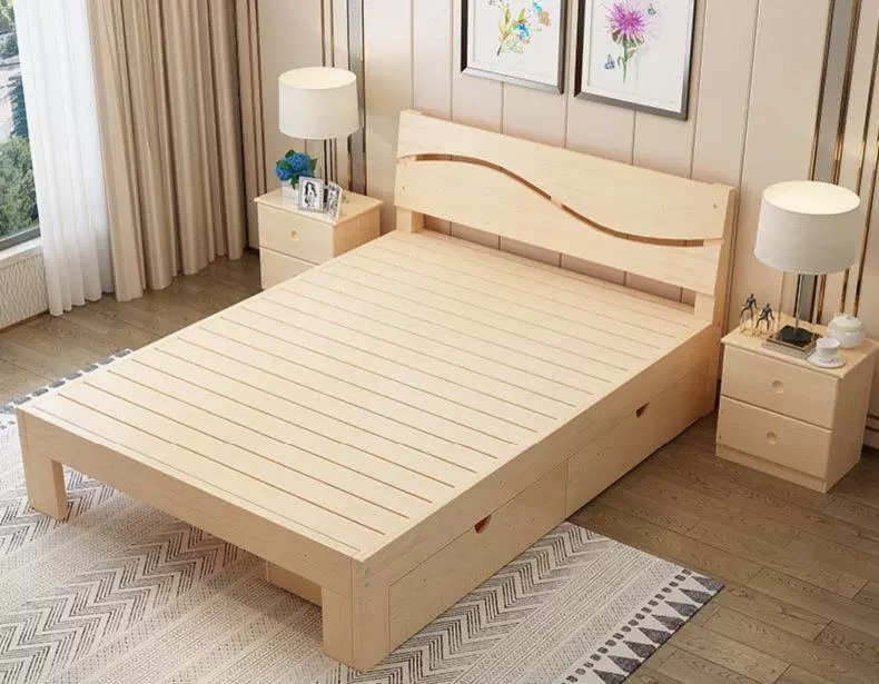 Cậu bé nhà quê giường đôi học sinh trung học lưu trữ kinh tế giường mẫu giáo 1,8 * 2 mét giường nhỏ đa chức năng - Giường giường 2 tầng gỗ