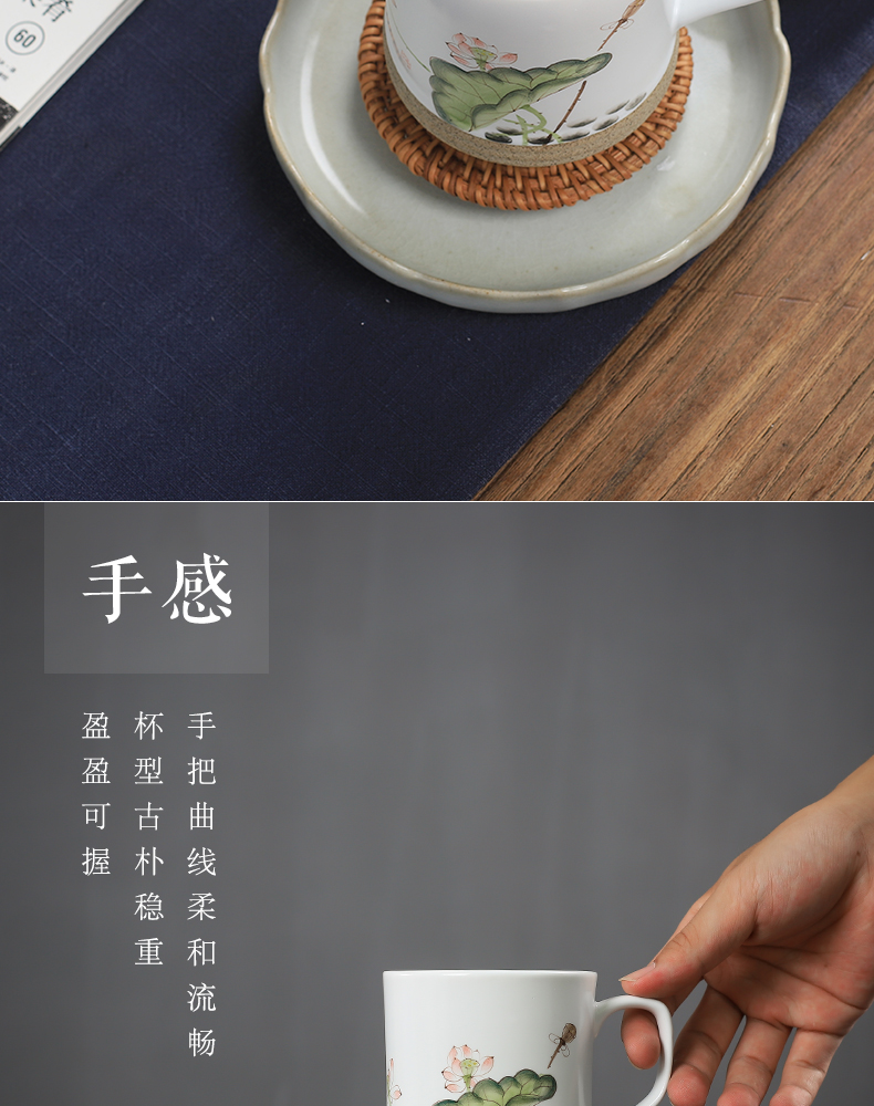 The Fire and cup one thousand large capacity with cover household ceramic keller Chinese style restoring ancient ways of make tea cup of water glass office cup