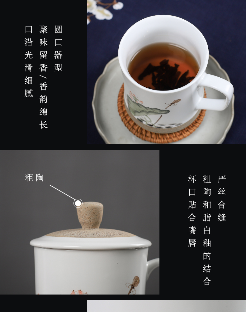 The Fire and cup one thousand large capacity with cover household ceramic keller Chinese style restoring ancient ways of make tea cup of water glass office cup