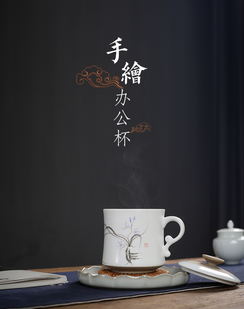 One thousand fire tea cup with cover household ceramic keller cup filter the meeting hand - made couples glass office cup