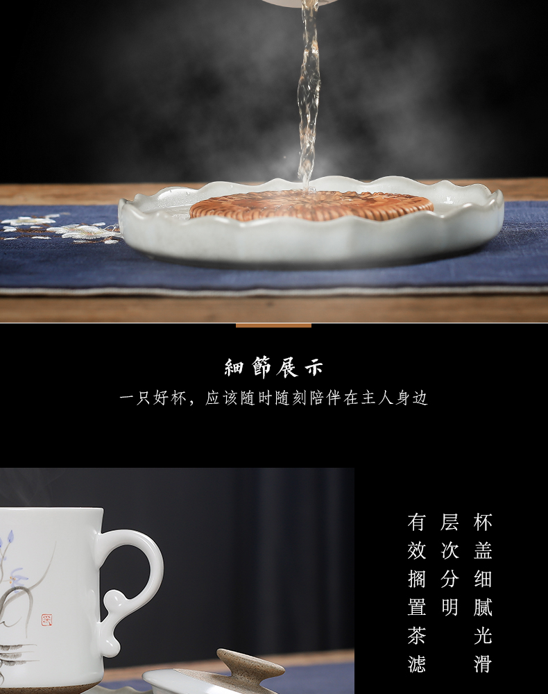 One thousand fire tea cup with cover household ceramic keller cup filter the meeting hand - made couples glass office cup