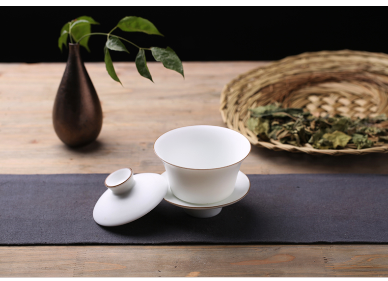 White porcelain tureen jingdezhen ceramic cups in thousand fire heat home suits for your up pu - erh tea tureen large three