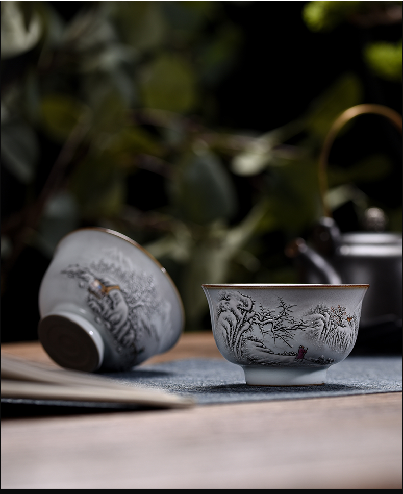 Snow master cup single kongfu tea cup pure manual single high - end small jingdezhen ceramic cups