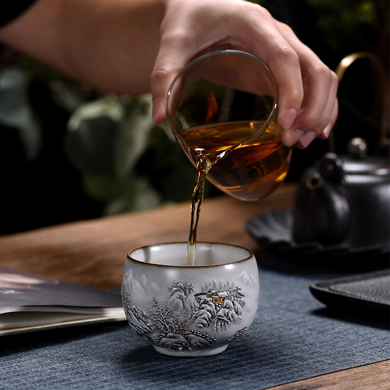 Snow master cup single kongfu tea cup pure manual single high - end small jingdezhen ceramic cups