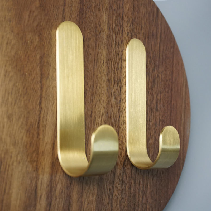 brass hook free of punching wall-mounted wall clothes sticky hook light lavish hook metal hanging clothes hook single creative stick hook