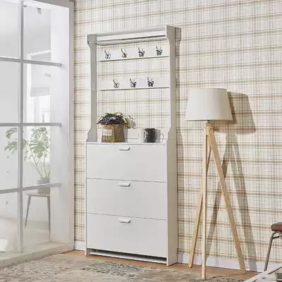White ultra-thin shoe cabinet dump type household door small apartment modern simple living room cabinet with hanger entrance