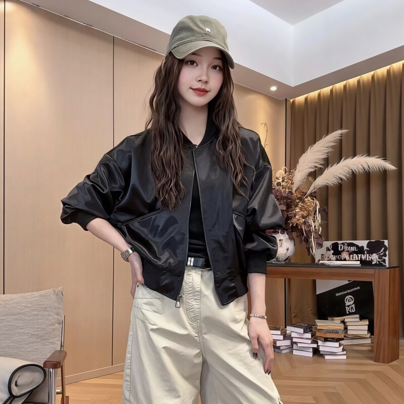 Black Slimming Satin Tailored Short Jacket for Women 2026 Spring Plus Size Loose Zipper Exquisite High-End Jacket Black Slimming Satin Tailored Short Jacket for Women 2026 Spring Plus Size Loose Zipper Exquisite High-End Jacket