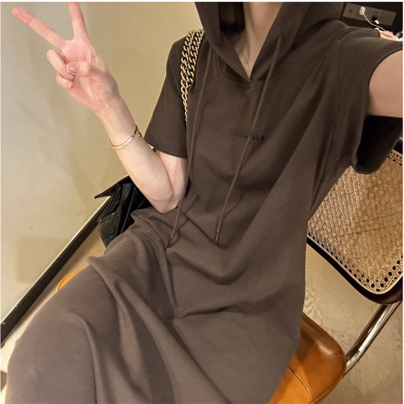 2026 Spring New Fashionable Casual Hooded Dress for Women Plus Size Loose Slimming Stylish Versatile Long Dress